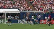 18 June 1994; Ray Houghton of Republic of Ireland shoots to score his side's first goal during the FIFA World Cup 1994 Group E match between Republic of Ireland and Italy at Giants Stadium in New Jersey, USA. Photo by David Maher/Sportsfile