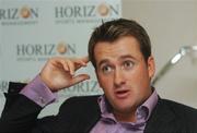 23 November 2007; Graeme McDowell speaking to journalists at the announcement of his move to Irish agent Conor Ridge at Horizon Sports Management. Dylan Hotel, Eastmoreland Place, Dublin. Picture credit; Caroline Quinn / SPORTSFILE