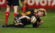 24 November 2007; Jamie Ringer, Newport Gwent Dragons, touches down to score for his side. Magners League, Munster v Newport Gwent Dragons, Musgrave Park, Cork. Picture credit; Brendan Moran / SPORTSFILE