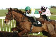29 November 2007; Eventual winner Our Ben, with David Casey up, jumps ahead of Afistfullofdollars, with Paul Carberry up, during the Glen Chase. Thurles Racecourse, Thurles, Co. Tipperary. Picture credit: Matt Browne / SPORTSFILE *** Local Caption ***