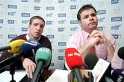 29 November 2007; Dessie Farrell, GPA Chief Executive, with Kieran McGeeney, GPA Secretary, at a press conference to announce the agreement between the Minister for Arts, Sport and Tourism and the Irish Sports Council, GAA and GPA to recognise the contribution of Senior Inter-County Players and additional costs associated with enhancing team performance. The decision taken by the Minister for Arts, Sport and Tourism, Mr Seamus Brennan TD is to provide the sum of 3.5m euro to fund an Annual Team Performance Scheme and an Annual Support Scheme for inter-county GAA players. Jury's Croke Park Hotel, Jones's Road, Dublin. Picture credit; Brian Lawless / SPORTSFILE