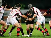 30 November 2007; Allan Jacobsen, Edinburgh, is tackled by Bryan Young and Matt McCullough, Ulster Rugby. Magners League, Ulster v Edinburgh Rugby, Ravenhill, Belfast, Co. Antrim. Picture credit: Oliver McVeigh / SPORTSFILE