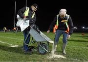 13 February 2015; Ground staff prepare a second pitch after floodlight failure on the main pitch. Women's Six Nations Rugby Championship, Ireland v France, Ashbourne RFC, Ashbourne, Co. Meath. Picture credit: David Maher / SPORTSFILE