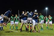 13 February 2015; French players celebrate at the end of the game. Women's Six Nations Rugby Championship, Ireland v France, Ashbourne RFC, Ashbourne, Co. Meath. Picture credit: David Maher / SPORTSFILE