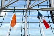 14 February 2015; The Irish and French flags fly in the Aviva before the game. RBS Six Nations Rugby Championship, Ireland v France. Aviva Stadium, Lansdowne Road, Dublin. Picture credit: Brendan Moran / SPORTSFILE