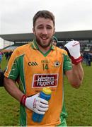 14 February 2015; Man of the match Michael Lundy, Corofin, celebrates after the game. AIB GAA Football All-Ireland Senior Club Championship, Semi-Final, Corofin v St Vincent's. O'Connor Park, Tullamore, Co. Offaly. Picture credit: Ray McManus / SPORTSFILE