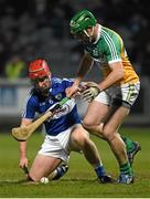 14 February 2015; Matthew Whelan, Laois, in action against Joe Bergin, Offaly. Allianz Hurling League Division 1B, Round 1, Laois v Offaly. O'Moore Park, Portlaoise, Co. Laois. Picture credit: Ray McManus / SPORTSFILE