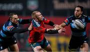14 February 2015; Keith Earls, Munster, is tackled by Cory Allen, left, and Joaquin Tuculet, Cardiff Blues. Guinness PRO12 Round 14, Munster v Cardiff Blues. Irish Independent Park, Cork. Picture credit: Matt Browne / SPORTSFILE