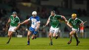14 February 2015; Brian O'Halloran, Waterford, in action against Gavin O'Mahony, left, Wayne McNamara and Paul Browne, right, Limerick. Allianz Hurling League, Division 1B, Round 1, Limerick v Waterford. Gaelic Grounds, Limerick. Picture credit: Diarmuid Greene / SPORTSFILE