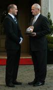 26 November 2007; Leinster out-half Felipe Contepomi, left, who was presented with the Guinness Rugby Writers of Ireland Player of the Year award, by Michael Whelan, Guinness. 2007 Guinness Rugby Writers of Ireland Awards, Fitzpatrick Castle Hotel, Killiney, Co. Dublin. Picture credit: Brendan Moran / SPORTSFILE