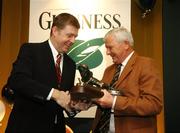 26 November 2007; Alan Duggan, right, is presented with his Hall of Fame award by Peter O'Reilly, Chairman of the Rugby Writers of Ireland at the awards. 2007 Guinness Rugby Writers of Ireland Awards, Fitzpatrick Castle Hotel, Killiney, Co. Dublin. Picture credit: Brendan Moran / SPORTSFILE  *** Local Caption ***