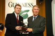 26 November 2007; Ken Kennedy, right, is presented with his Hall of Fame award by Peter O'Reilly, Chairman of the Rugby Writers of Ireland at the awards. 2007 Guinness Rugby Writers of Ireland Awards, Fitzpatrick Castle Hotel, Killiney, Co. Dublin. Picture credit: Brendan Moran / SPORTSFILE  *** Local Caption ***