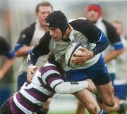 1 December 2007; Billy Holland, Cork Constitution, is tackled by Adam Hughes, Terenure. AIB League Division 1, Terenure v Cork Constitution, Lakelands Park, Terenure, Dublin. Picture credit: Stephen McCarthy / SPORTSFILE