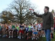 2 December 2007; RTE presenter Derek Mooney gets competitors under way at the start of the 17th Annual Jingle Bells 5k Race. Phoenix Park, Dublin. Picture credit; Tomas Greally / SPORTSFILE