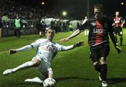 2 December 2007; Leon McSweeney, Cork City, in action against Sean Prunty, Longford Town. FAI Ford Cup Final, Cork City v Longford Town, RDS, Ballsbridge, Dublin. Picture credit; Stephen McCarthy / SPORTSFILE