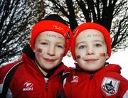 2 December 2007; Twins Adam, left, and Daniel Penrose, aged 6, from Longford Town ahead of the game. FAI Ford Cup Final, Cork City v Longford Town, RDS, Ballsbridge, Dublin. Picture credit; Stephen McCarthy / SPORTSFILE