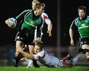 7 December 2007; Gavin Duffy, Connacht, is tackled by Jonny Wilkinson, Newcastle Falcons. European Challenge Cup - Pool 3 - Round 3, Connacht v Newcastle Falcons, Sportsground, Galway. Photo by Sportsfile