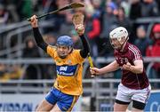 15 February 2015; Shane O'Donnell, Clare, in action against John Hanbury, Galway. Allianz Hurling League, Division 1A, Round 1, Galway v Clare, Pearse Stadium, Galway. Picture credit: David Maher / SPORTSFILE