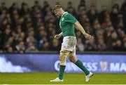 14 February 2015; Ireland's Jamie Heaslip leaves the pitch after picking up an injury. RBS Six Nations Rugby Championship, Ireland v France. Aviva Stadium, Lansdowne Road, Dublin. Picture credit: Ramsey Cardy / SPORTSFILE