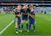 14 February 2015;  Tom Cunningham, 12 years old, Sean Cunningham, 6 years old, and Tomas Morris, 7 years old, John Mitchel's mascots, before the game. AIB GAA Football All-Ireland Junior Club Championship Final, John Mitchel's v Brosna. Croke Park, Dublin. Picture credit: Oliver McVeigh / SPORTSFILE