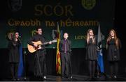 14 February 2015; The Leitrim Gaels, Co. Leitrim, team of Cathy McLoughlin, Patrick Sweeney, Ned Sweeney, Elise Bruen and Jordyn Mulvey, competing in the Ballad Group competition during the All-Ireland Scór na nÓg Championship Finals 2015. Citywest Hotel, Saggart, Co. Dublin. Picture credit: Pat Murphy / SPORTSFILE