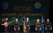 14 February 2015; The Gweedore, Co. Donegal, team of Cathal Curran, Eimear McCole, Caoimhe Walsh, Meadhbh McBride and Clodagh Gallagher, competing in the Ballad Group competition during the All-Ireland Scór na nÓg Championship Finals 2015. Citywest Hotel, Saggart, Co. Dublin. Picture credit: Pat Murphy / SPORTSFILE