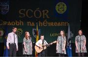 14 February 2015; The Moate All Whites, Co. Westmeath, team of Lisa King, Roisin Hamm, Jennifer Coughlan, James Rabbitte and Oisin Johnston, competing in the Ballad Group competition during the All-Ireland Scór na nÓg Championship Finals 2015. Citywest Hotel, Saggart, Co. Dublin. Picture credit: Pat Murphy / SPORTSFILE