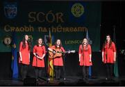14 February 2015; The Boherbue, Co. Cork, team of Megan Ni Chadla, mairead Ni hIci, Grainne Leader, Cait Ni Ghormain and Maire Ni Ghormain, competing in the Ballad Group competition during the All-Ireland Scór na nÓg Championship Finals 2015. Citywest Hotel, Saggart, Co. Dublin. Picture credit: Pat Murphy / SPORTSFILE