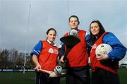 4 December 2007; Ballyboden GAA stars, David Curtin, Ciara Lucey, left, and Joanne O'Sullivan, pictured at the launch of the Opel Kit for Clubs Initiative at Ballyboden St. Endas GAA club. The initiative will see Opel Ireland supporting local GAA clubs all over the country with training kit. For further details visit www.opelkitforclubs.com Picture credit: Matt Browne / SPORTSFILE