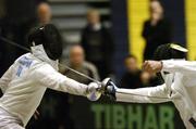 1 December 2007; Gran Anderton, left, Ireland, in action during the final against Michele Bino, Italy. Irish Open Fencing Championships 2007, Mens Epee Individual, FIE Satellite/Coupe du Nord, Dublin City University, Glasnevin, Dublin. Picture credit: Matt Browne / SPORTSFILE