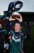 2 December 2007; Marla Candon, Foxrock Cabinteely, Dublin, lifts the cup after the match. VHI Healthcare All-Ireland Ladies Junior Club Football Championship Final, West Clare Gaels, Clare v Foxrock Cabinteely, Dublin, Toomevarra, Co. Tipperary. Picture credit: Brian Lawless / SPORTSFILE