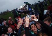 2 December 2007; The cup is held aloft for team-mates by Foxrock Cabinteely captain Marla Candon. VHI Healthcare All-Ireland Ladies Junior Club Football Championship Final, West Clare Gaels, Clare v Foxrock Cabinteely, Dublin, Toomevarra, Co. Tipperary. Picture credit: Brian Lawless / SPORTSFILE