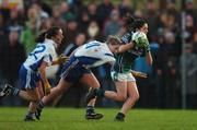 2 December 2007; Sinead Goldrick, Foxrock Cabinteely, Dublin, in action against Eimear Fitzpatrick, left, and Denise Geaney, West Clare Gaels, Clare. VHI Healthcare All-Ireland Ladies Junior Club Football Championship Final, West Clare Gaels, Clare v Foxrock Cabinteely, Dublin, Toomevarra, Co. Tipperary. Picture credit: Brian Lawless / SPORTSFILE