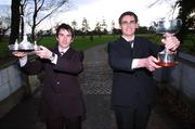 4 December 2007; Keith Cronin, winner of the Billy Coleman Award for Young Rally Driver of the Year, with Niall Quinn, left, winner of the Dunlop Sexton Trophy for Young Racing Driver of the Year, pictured after the The Dunlop Champions of Irish Motorsport Awards Lunch. Crowne Plaza Hotel, Santry, Dublin. Picture credit: Brian Lawless / SPORTSFILE