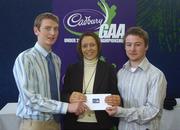 5 December 2007; UCD Cadbury Football Scholars Cormac Brady (Monaghan) and Cathal O'Dwyer (Meath) with Audrey Buckley, Marketing Manager Cadbury Ireland at the announcement of the UCD Sports Scholarship recipients for the 2007/2008 academic year. The UCD sports scholarship programme aims to develop elite athletes who can compete at the highest national and international level. The Cadbury Scholarships are part of the Cadbury sponsorship of the Under 21 Football Championship.  University College Dublin, Belfield, Dublin. Picture credit: Matt Browne / SPORTSFILE
