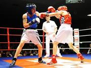 7 December 2007; Gavin Keating, St. Saviours OBA, left, in action against Graham Keating, St. Saviours OBA, during the 57Kg category at the National Intermediate Boxing Championships. Graham Keating.v.Gavin Keating, National Stadium, Dublin. Picture credit; Stephen McCarthy / SPORTSFILE *** Local Caption ***