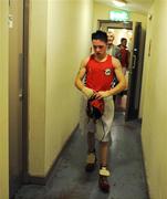 7 December 2007; A dejected Graham Keating, St. Saviours OBA, makes his way to his dressing room after being defeated by Gavin Keating, St. Saviours OBA, during the 57Kg category at the National Intermediate Boxing Championships. Graham Keating.v.Gavin Keating, National Stadium, Dublin. Picture credit; Stephen McCarthy / SPORTSFILE *** Local Caption ***