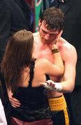 8 December 2007; John Duddy is congratulated by his girlfriend Grainne after defeating Howard Eastman. Hunky Dory Fight Night, John Duddy.v.Howard Eastman, Kings Hall, Belfast, Co. Antrim. Picture credit: Oliver McVeigh / SPORTSFILE