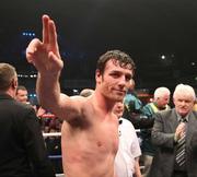 8 December 2007; John Duddy salutes the fans after the fight. Hunky Dory Fight Night, John Duddy.v.Howard Eastman, Conference Centre, Kings Hall, Belfast, Co. Antrim. Picture credit: Oliver McVeigh / SPORTSFILE