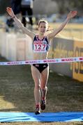 9 December 2007; Stephaine Twell, Great Britian & Northern Ireland, crosses the line to win the Junior Women's race at the European Cross Country Championships. European Cross Country Championships, Monte La Reina, Toro, Spain. Picture credit; Stephen McCarthy / SPORTSFILE