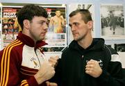 12 December 2007; Andy Lee and Jason McKay at a press conference ahead of their Irish Super Middleweight title fight on Saturday. Andy Lee v Jason McKay Press Conference, Kronk Gym, Belfast, Co. Antrim. Picture credit; Oliver McVeigh / SPORTSFILE