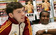 12 December 2007; Andy Lee and American Boxing trainer Emanuel Steward, right, at a press conference ahead of their Irish Super Middleweight title fight on Saturday. Andy Lee v Jason McKay Press Conference, Kronk Gym, Belfast, Co. Antrim. Picture credit; Oliver McVeigh / SPORTSFILE