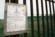 14 December 2007; A planning application notice outside Shamrock Rovers' uncompleted stadium in Tallaght. The High Court has ruled against Thomas Davis GAA club in the Judical Review of Tallaght Stadium. Thomas Davis had attempted to force the South Dublin County Council to fundementally alter plans to the stadium, decreasing the capacity in order to accomodate a senior GAA pitch. The case, brought by Thomas Davis, has delayed the completion of the stadium by two years as legal wranglings over the stadium have held up work. Tallaght, Dublin. Picture credit; Brian Lawless / SPORTSFILE *** Local Caption ***