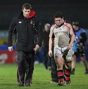 14 December 2007; Ulster caretaker coach Steve Williams and Declan Fitzpatrick leave the field after the final whistle. Heineken Cup, Pool 2, Round 4, Ulster v Ospreys, Ravenhill, Belfast. Picture credit: Oliver McVeigh / SPORTSFILE