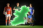 16 February 2015; In attendance at the announcement of EirGrid as the new title sponsor of the GAA Football U21 All-Ireland Championship at Croke Park are footballers, from left, Brian O'Driscoll, Cork, Diarmuid O'Connor, Mayo, Conor McHugh, Dublin, and Enda Flanagan, Cavan. Croke Park, Dublin. Picture credit: Brendan Moran / SPORTSFILE