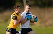 4 February 2015; Richard Donnelly, UUJ, in action against Colm Begley, DCU. Independent.ie Sigerson Cup, Round 1, UUJ v DCU. University of Ulster Jordanstown, Jordanstown, Co. Antrim. Picture credit: Oliver McVeigh / SPORTSFILE
