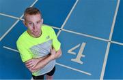 17 February 2015; Ireland's John Travers, who will be trying to break the four-minute mile, during the sold-out second AIT International Arena Grand Prix, after a 2015 AIT International Arena Grand Prix press conference. Athlone Institute of Technology International Arena, Athlone, Co. Westmeath. Picture credit: Matt Browne / SPORTSFILE