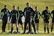 17 February 2015; Munster players, from left to right, Tyler Bleyendaal, Neil Cronin, Ian Keatley, Denis Hurley, Cathal Sheridan, and Rory Scannell during squad training. University of Limerick, Limerick. Picture credit: Diarmuid Greene / SPORTSFILE