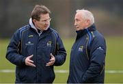 11 February 2015; DCU manager Niall Moyna, left, with selector Sean Boylan. Independent.ie Sigerson Cup, Quarter-Final, St Mary's College, Belfast v DCU. St Genevieves High School, Belfast, Co. Antrim. Picture credit: Oliver McVeigh / SPORTSFILE
