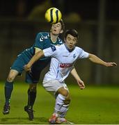 17 February 2015; Cormac Suen, University College Dublin, in action against Dylan Kavanagh, Maynooth University. Umbro CUFL Premier Division Final, University College Dublin v Maynooth University, Frank Cooke Park, Tolka Rovers, Dublin. Picture credit: Barry Cregg / SPORTSFILE